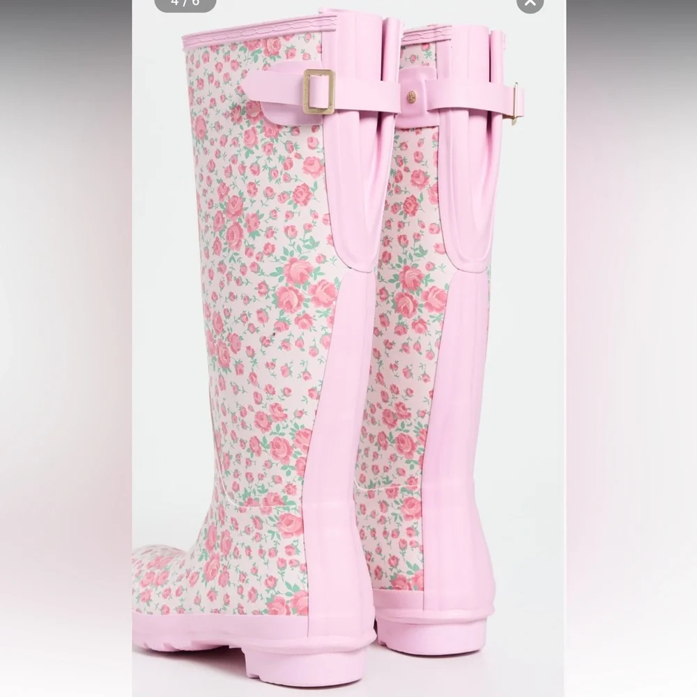 Hunter Boots × LoveShackFancy Original Tall Back Adjustable size 6 Light Pink
